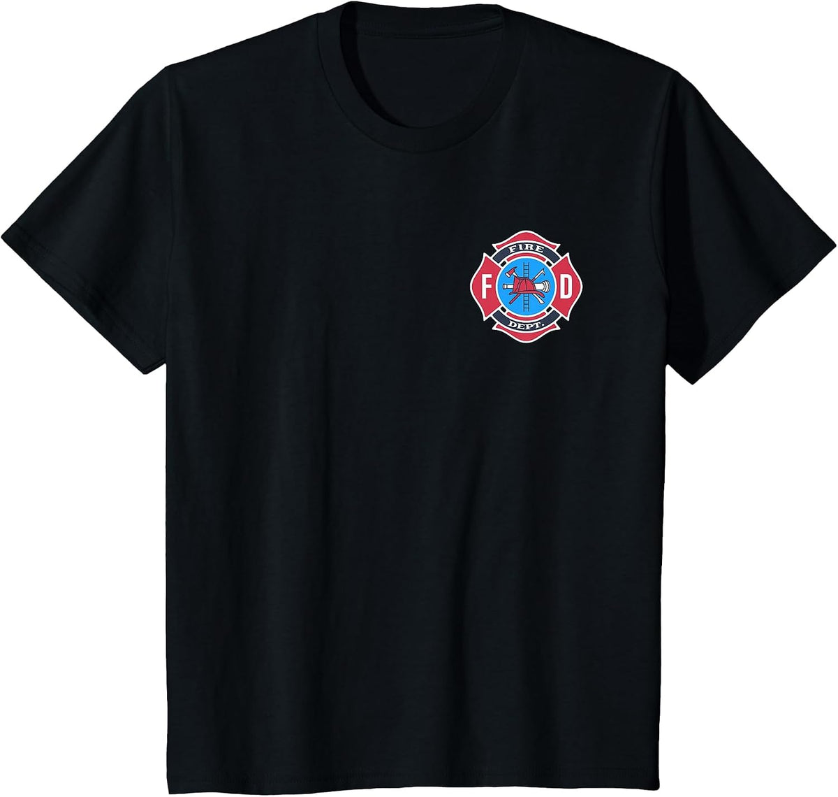 Fun Fireman Fire Department Logo Firefighter Costume T-Shirt - Black