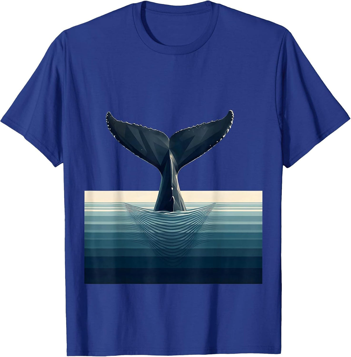 Hawaiian Whale Tail Ocean Dive Illustration T-Shirt - Royal Blue