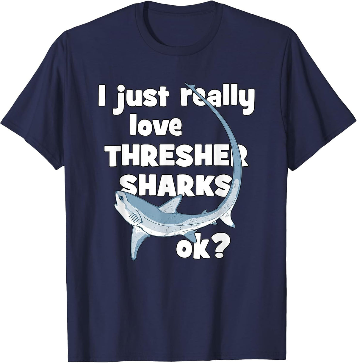 Cute Thresher Shark T-Shirt - Navy Blue