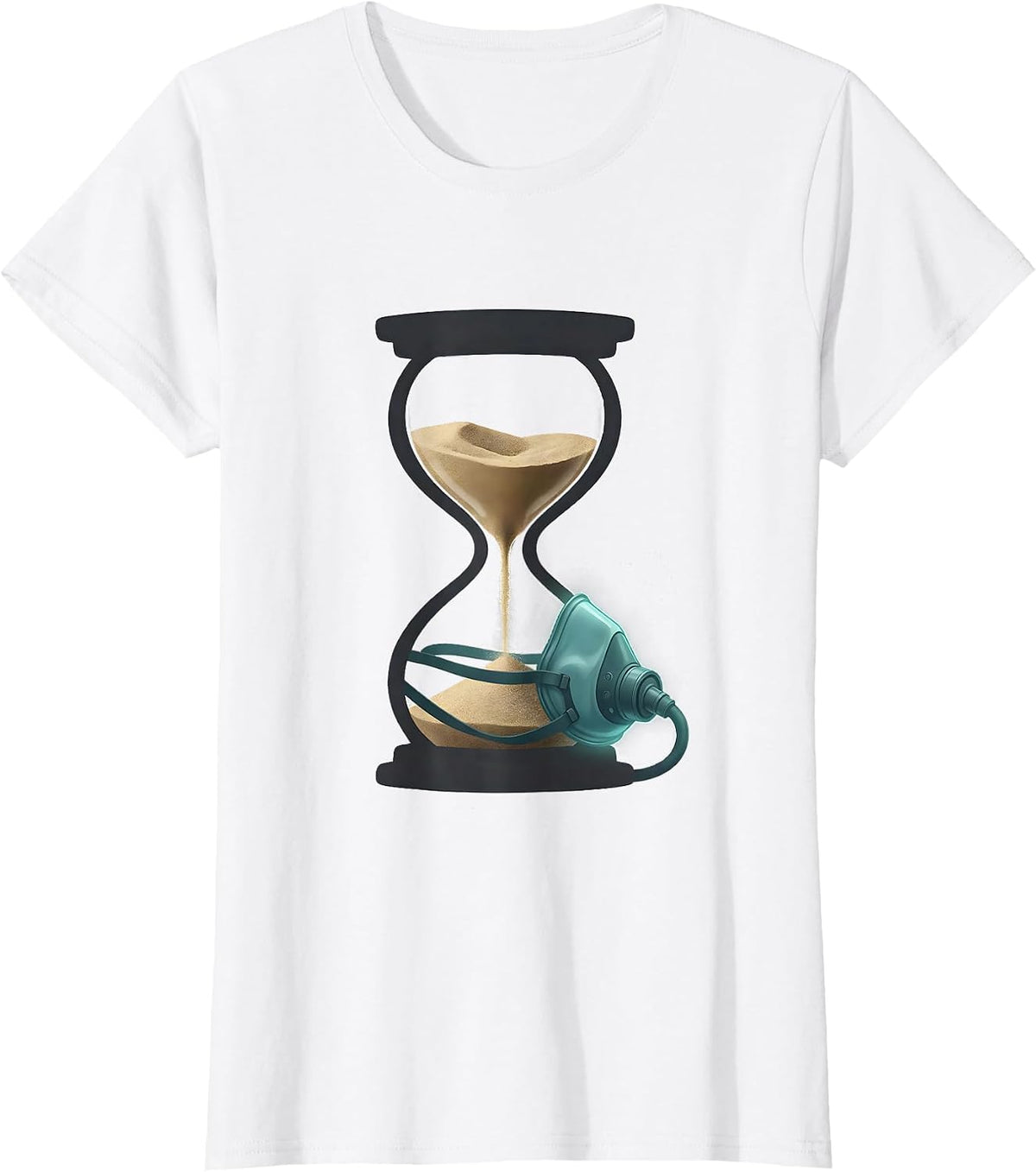 Hourglass Oxygen Mask EMT Paramedic Workplace Humor T-Shirt - White