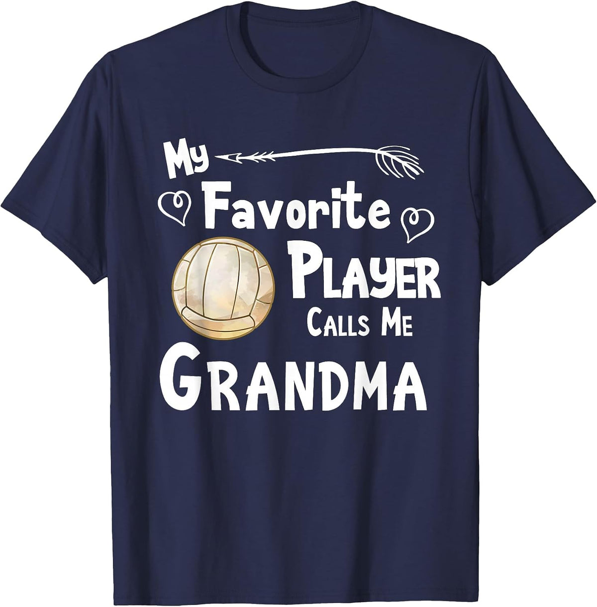 Grandma Volleyball Game Fan Sports Favorite Player T-Shirt - Navy Blue