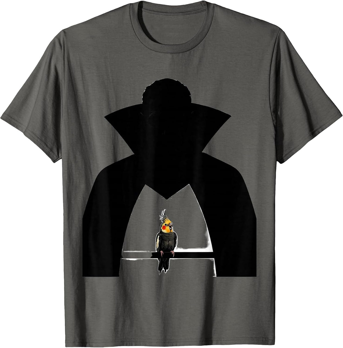 Vampire Cape Cockatiel Bird Lover Halloween Humor T-Shirt - Asphalt Grey