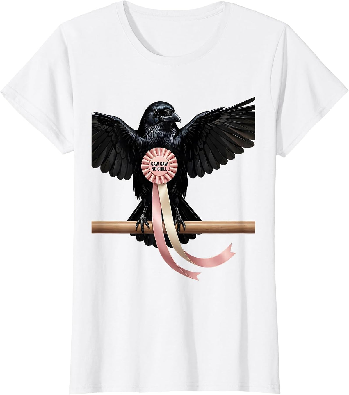Caw Caw No Chill Funny Crow Design T-Shirt - White