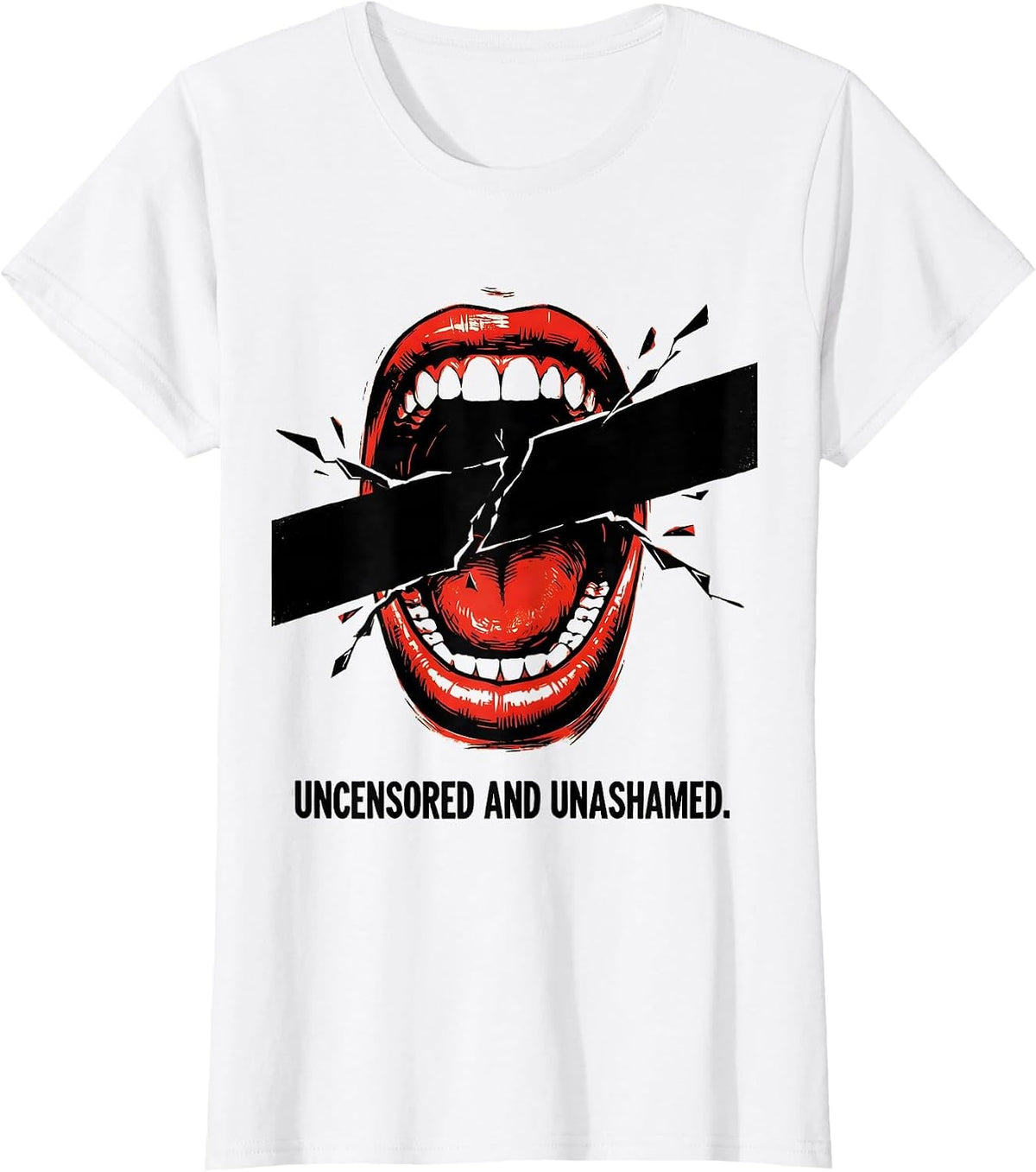 Women's Uncensored and Unashamed Free Speech Design T-Shirt - White