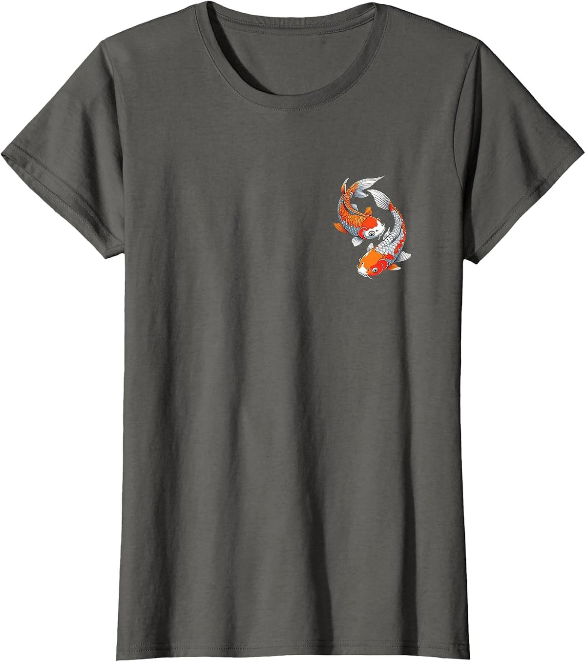 Japanese Koi Fish Yin Yang T-Shirt - Asphalt Grey