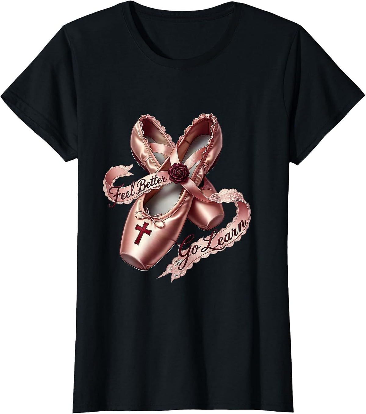 Feel Better Go Learn School Nurse Design T-Shirt - Black