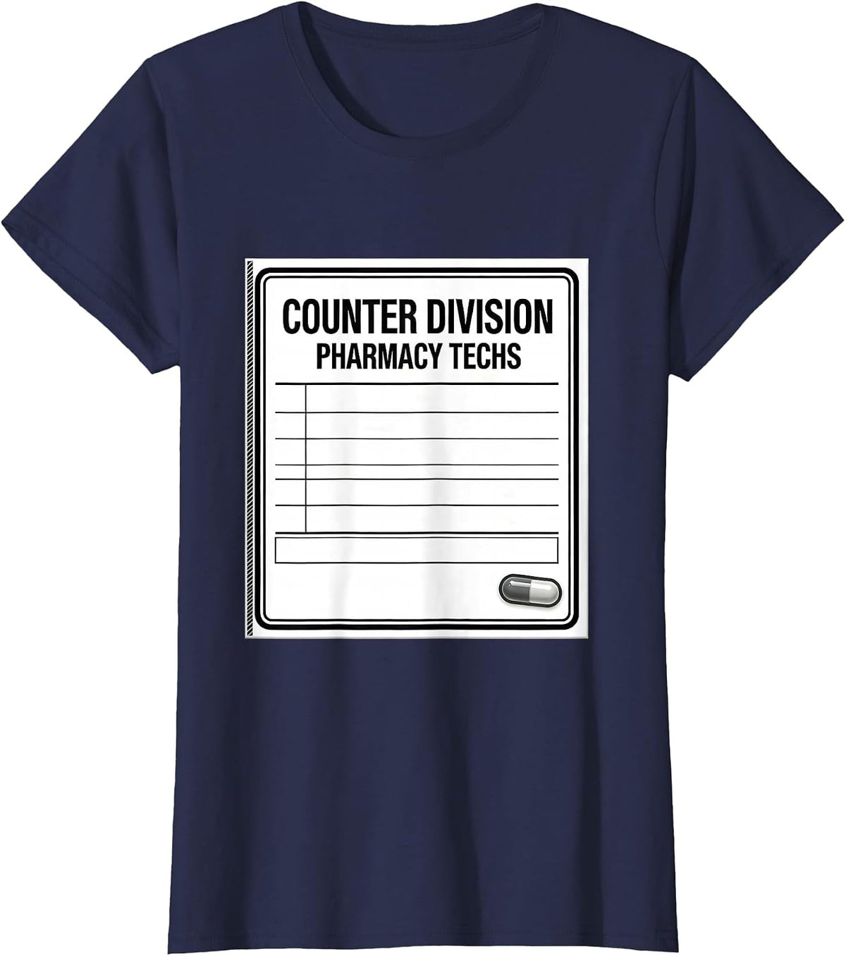 Women's Counter Division Pharmacy Techs Funny Pharmacy Tech Humor T-Shirt - Navy Blue