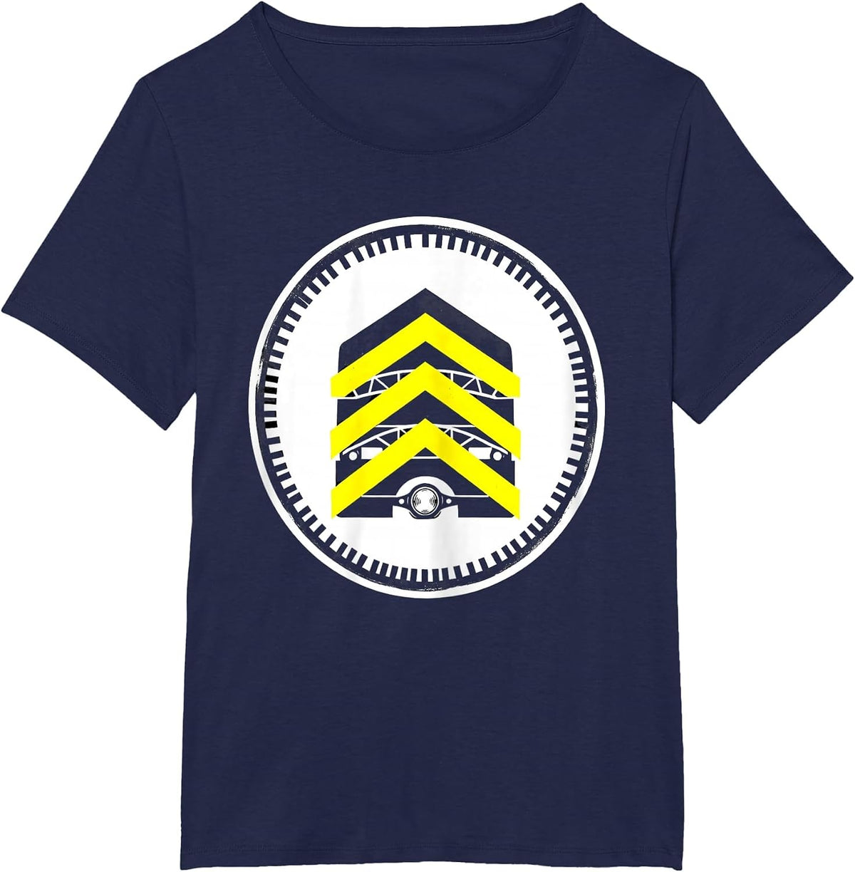 Women's School Bus Driver Stencil Graphic Funny Costume T-Shirt - Navy Blue
