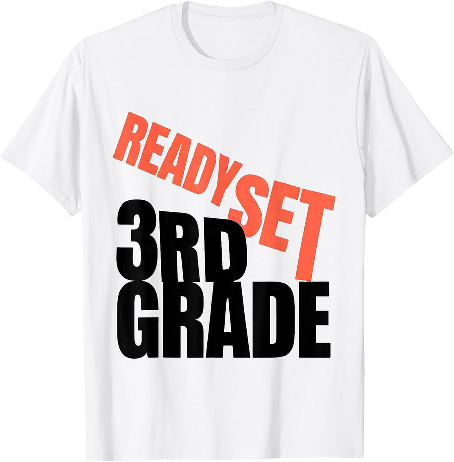 Men's Ready Set 3rd Grade Kids Girl Teacher Back To School T-Shirt - White
