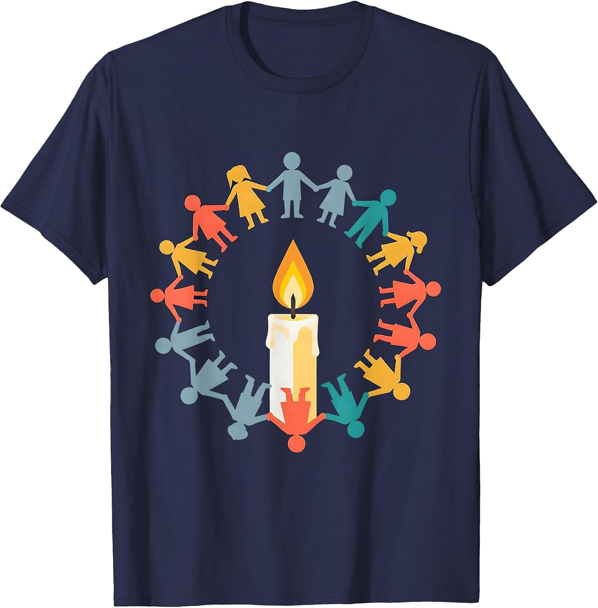 Patriot Day Kids Candle Unity Remembrance Design T-Shirt - Navy Blue