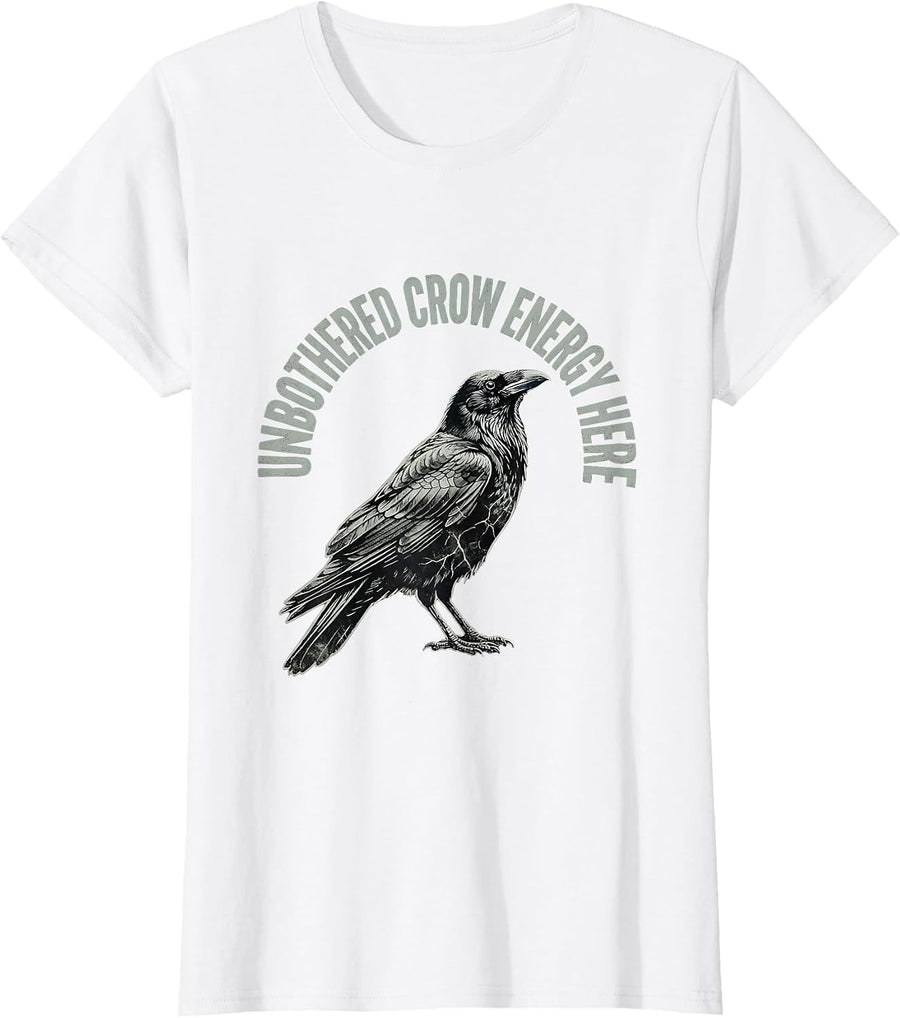 Women's Unbothered Crow Energy Attitude Design T-Shirt - White