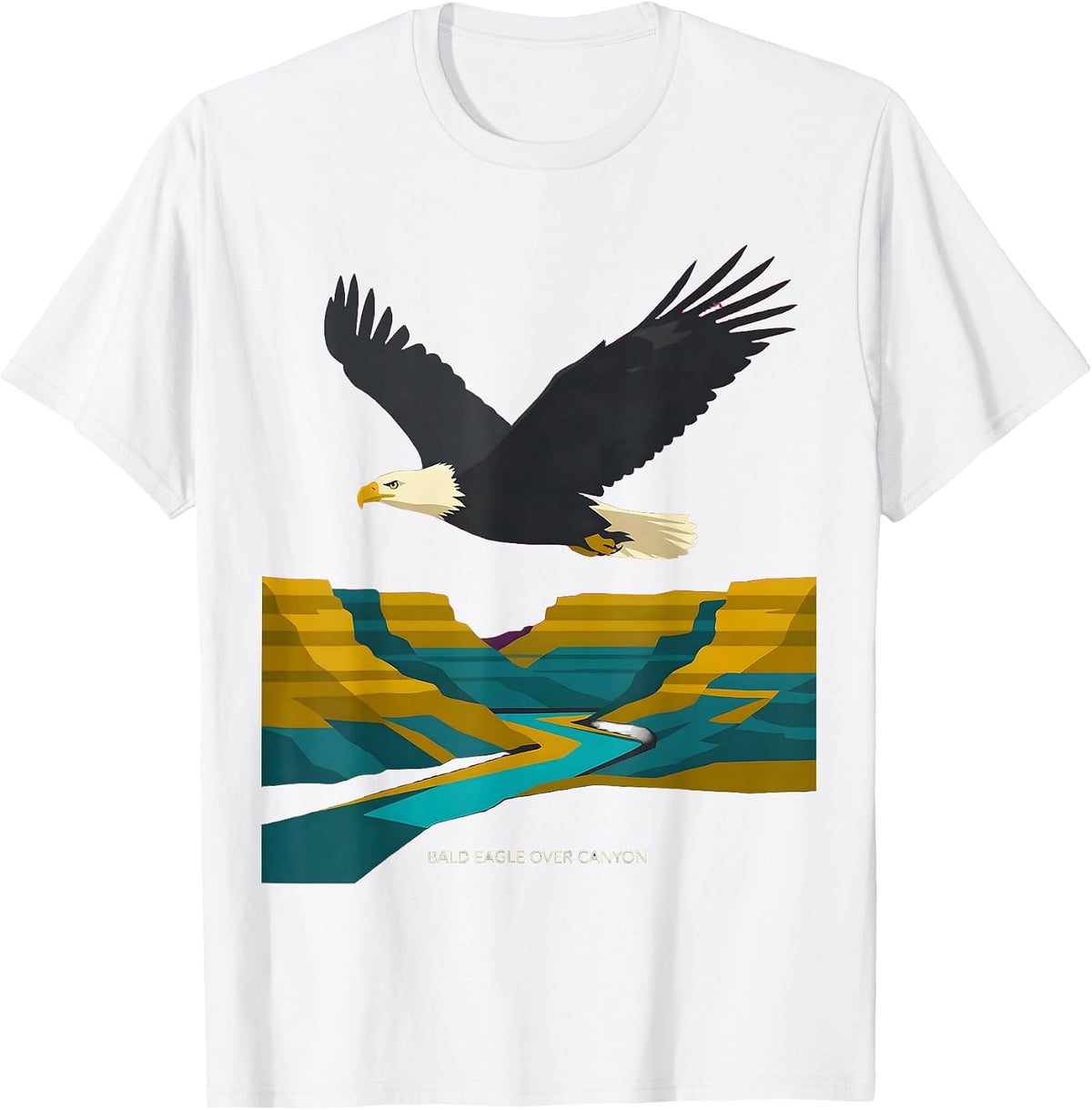 Men's Bald Eagle Over Canyon Midcentury Modern Wildlife Eagle T-Shirt - White