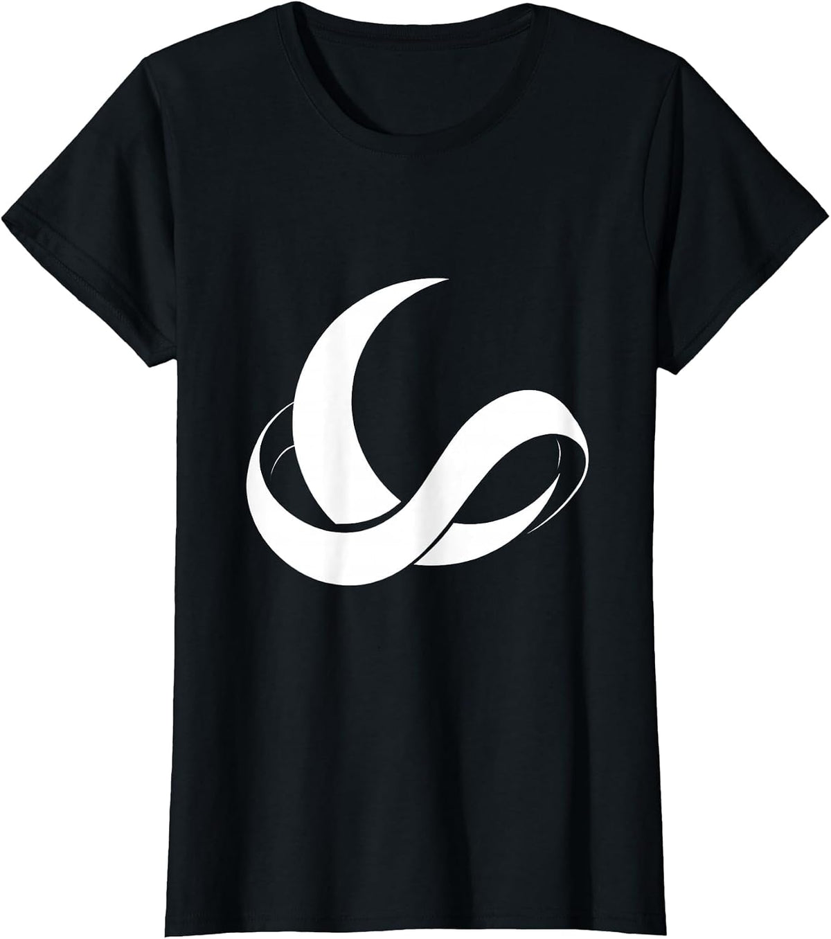 Crescent Moon Galaxy Ribbon Cosmic Art T-Shirt - Black