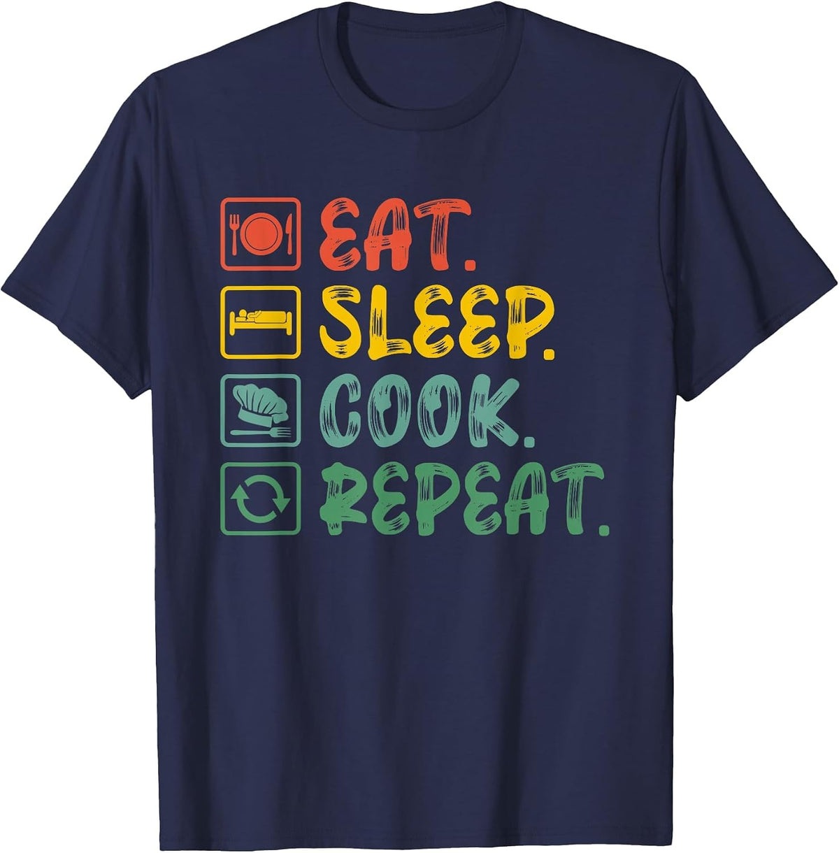 Eat Sleep Cook Repeat T-Shirt - Navy Blue