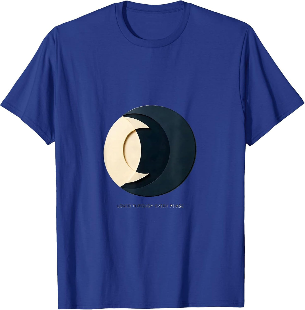 Loved Through Every Phase Minimalist Moon Phases Celestial T-Shirt - Royal Blue