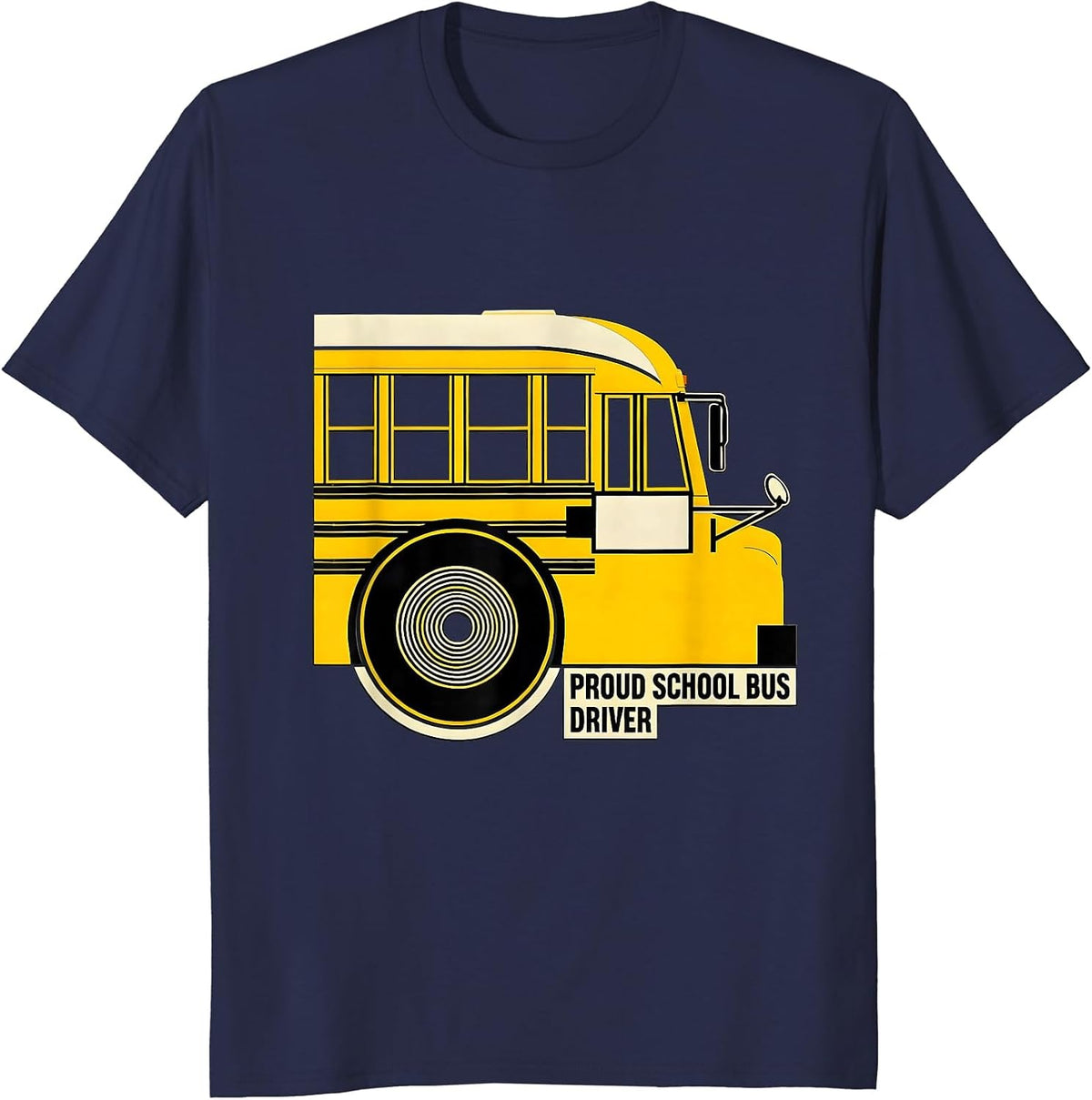 Proud School Bus Driver Stencil Graphic Bus Driver T-Shirt - Navy Blue