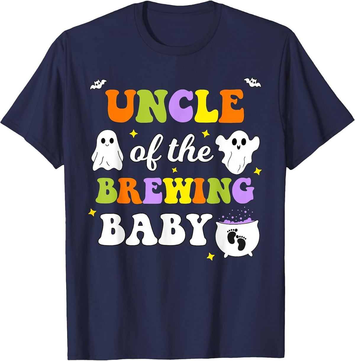 Uncle of the Brewing Baby Halloween Theme Baby Shower T-Shirt - Navy Blue