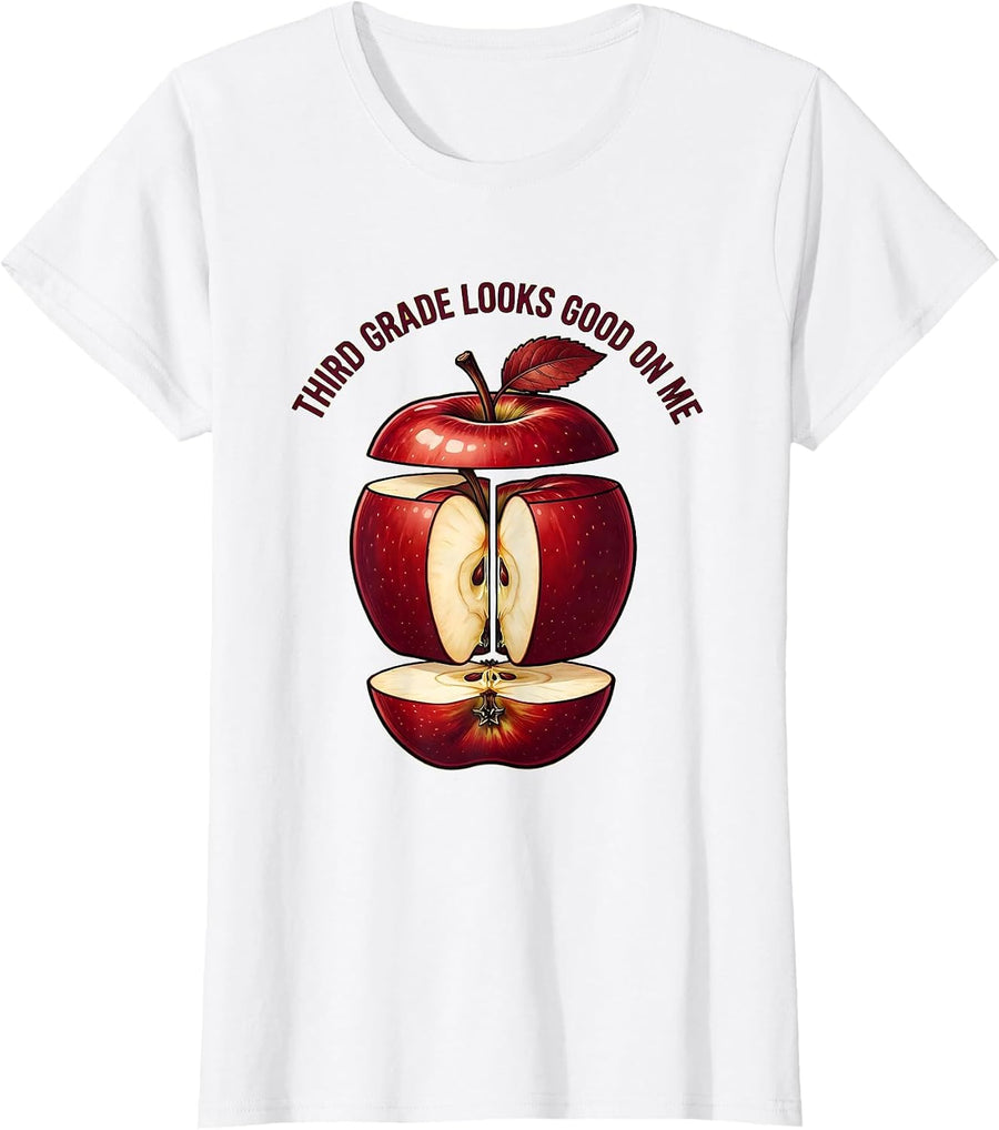 Women's Third Grade Looks Good On Me Teacher Design T-Shirt - White