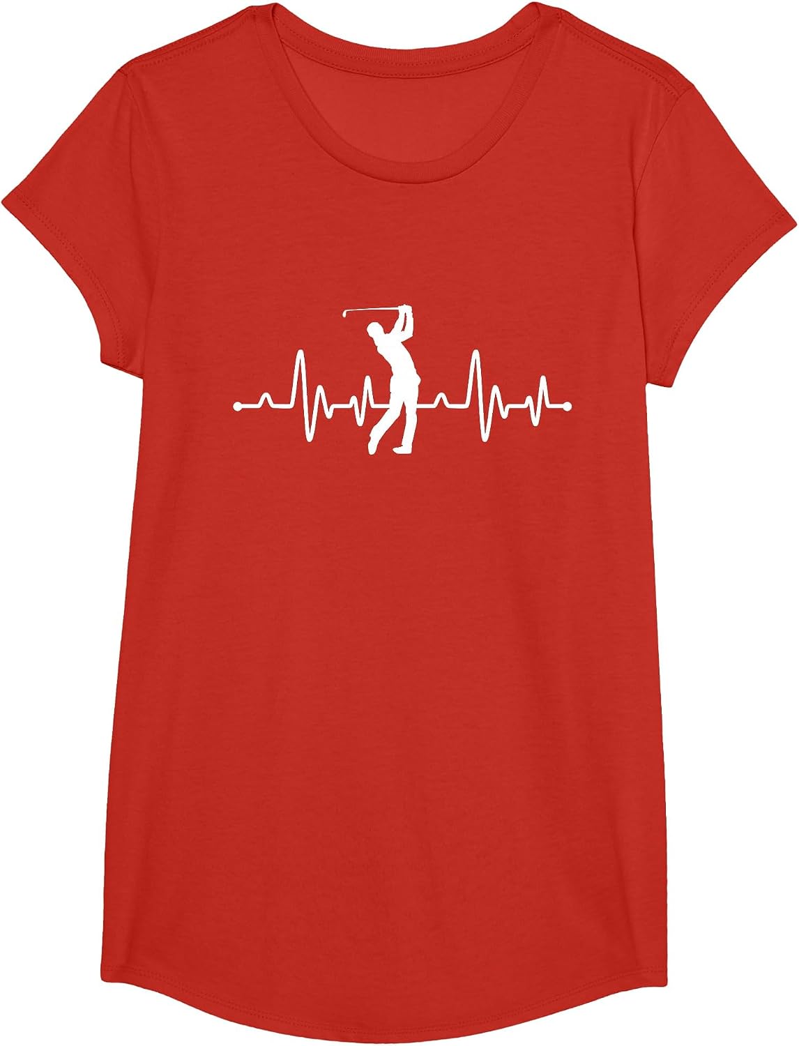 Heartbeat Golf Swing Golfing Golfer T-Shirt - Girls Red