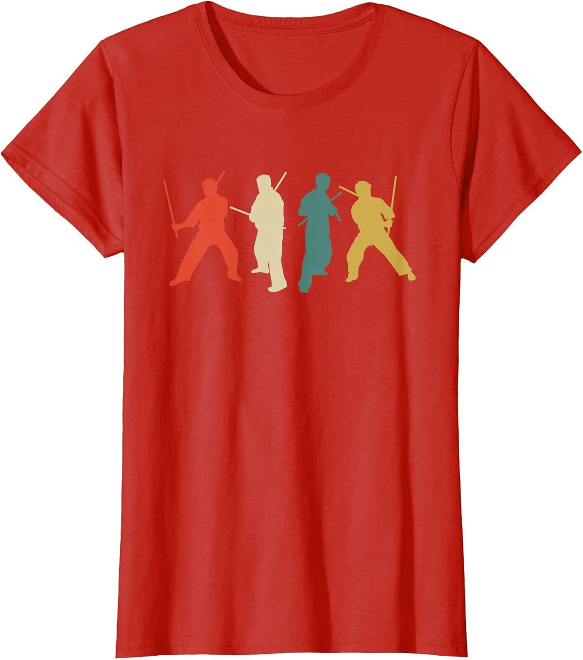 Arnis Kali Eskrima FMA Sparring Escrima Sticks Silhouette T-Shirt - Red