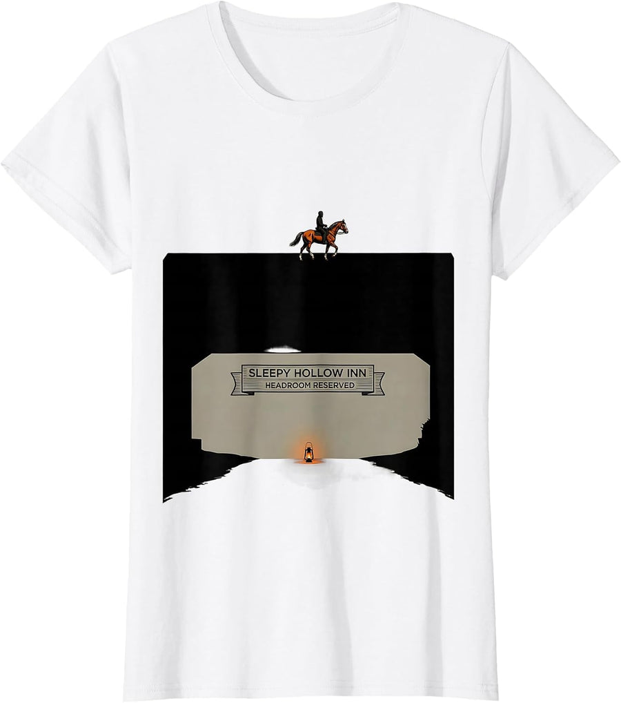 Women's Sleepy Hollow Inn Headroom Reserved Gothic Halloween Legend T-Shirt - White