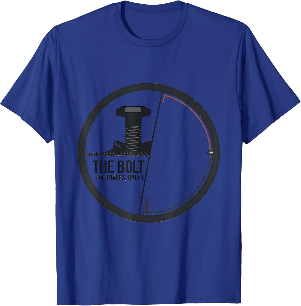 Men's THE BOLT THE LOVERS HALF I Retro Horror Romance Valentine T-Shirt - Royal Blue