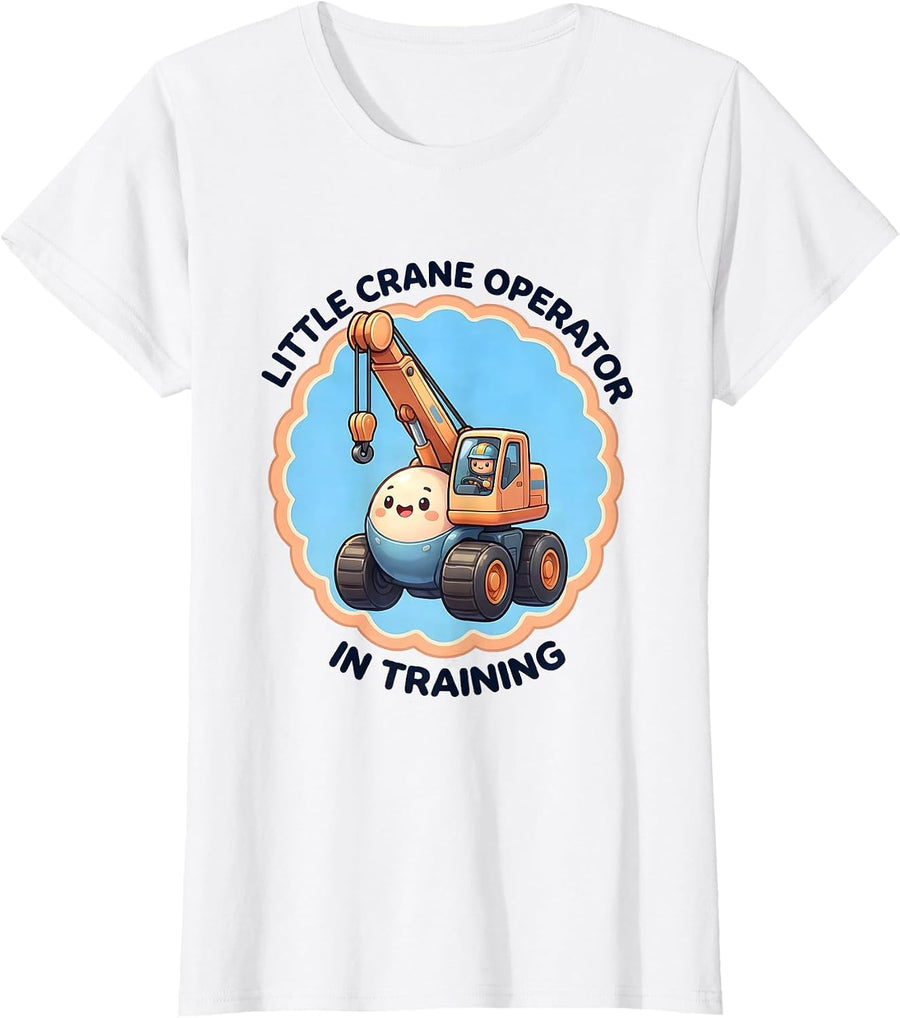 Women's Little Crane Operator In Training Cute Kawaii Toddler Gift T-Shirt - White