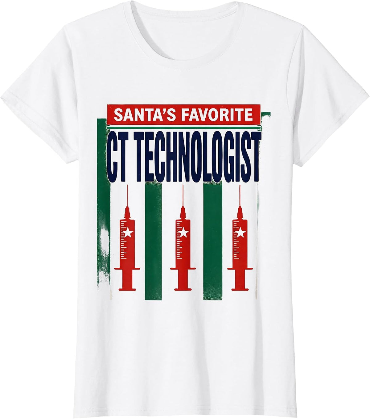 Santa's Favorite CT Technologist Funny Radiology Tech T-Shirt - White