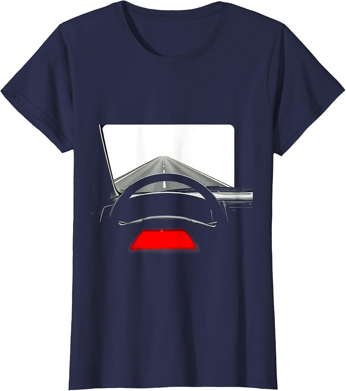 Women's EMT Ambulance Night Drive Graphic Tee T-Shirt - Navy Blue