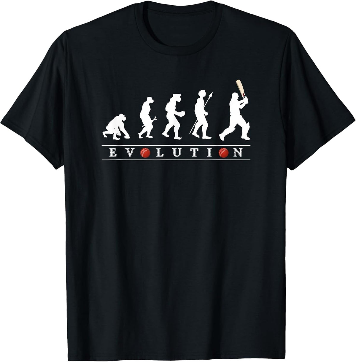 Funny Cricket Evolution T-Shirt - Black
