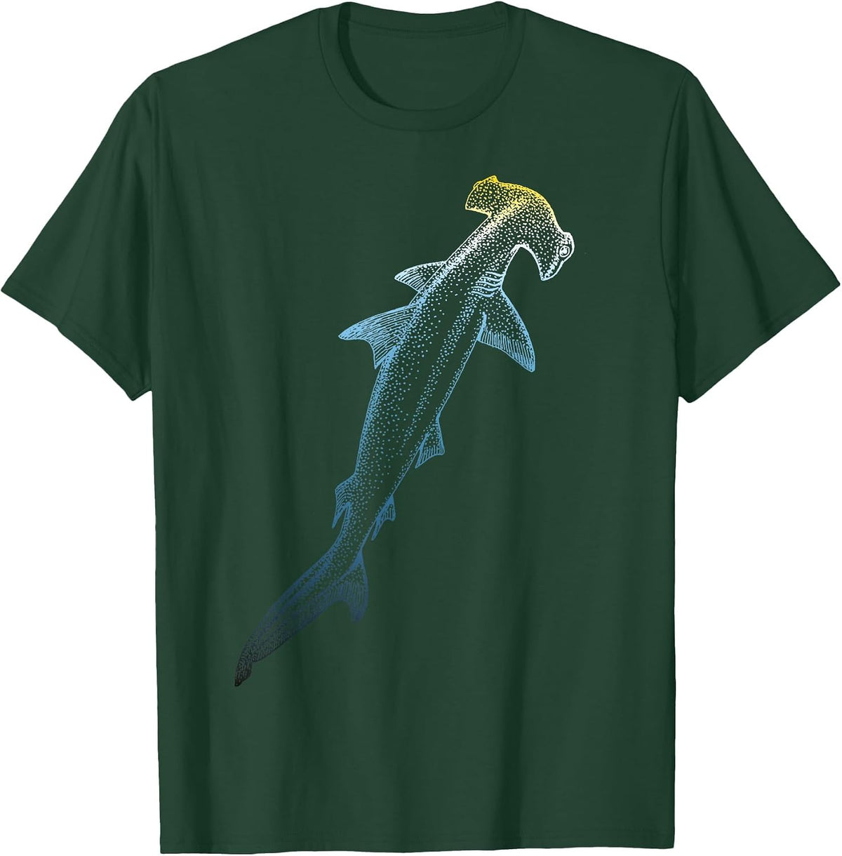 Beautiful Colors Swimming Hammerhead Shark Lovers T-Shirt - Dark Green