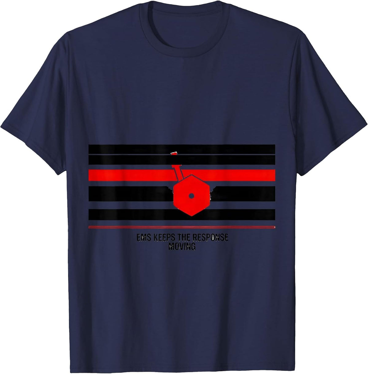 EMS Keeps The Response Moving Patriotic Tribute First T-Shirt - Navy Blue