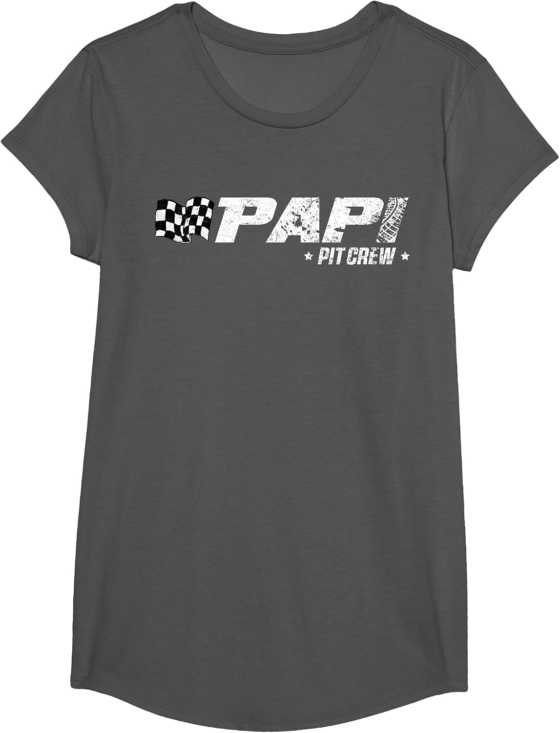 Papi Pit Crew Race Car Birthday Family Racing T-Shirt - Girls Asphalt Grey