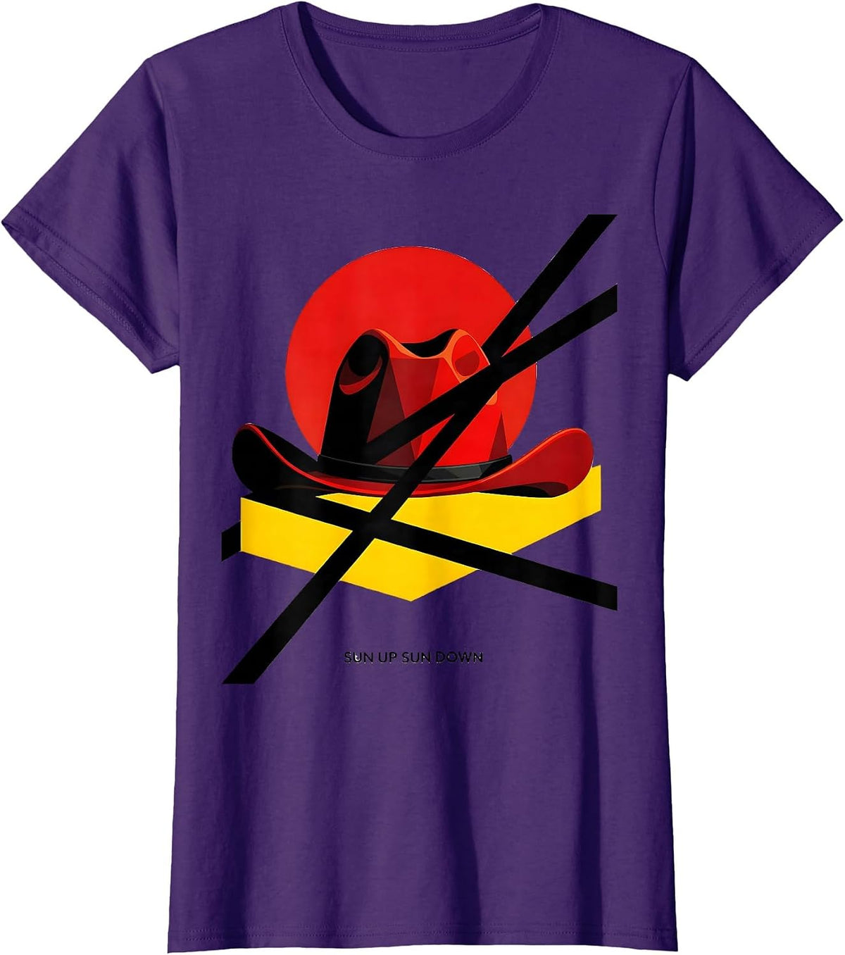 Women's Sun Up Sun Down Cowgirl Western Design T-Shirt - Purple