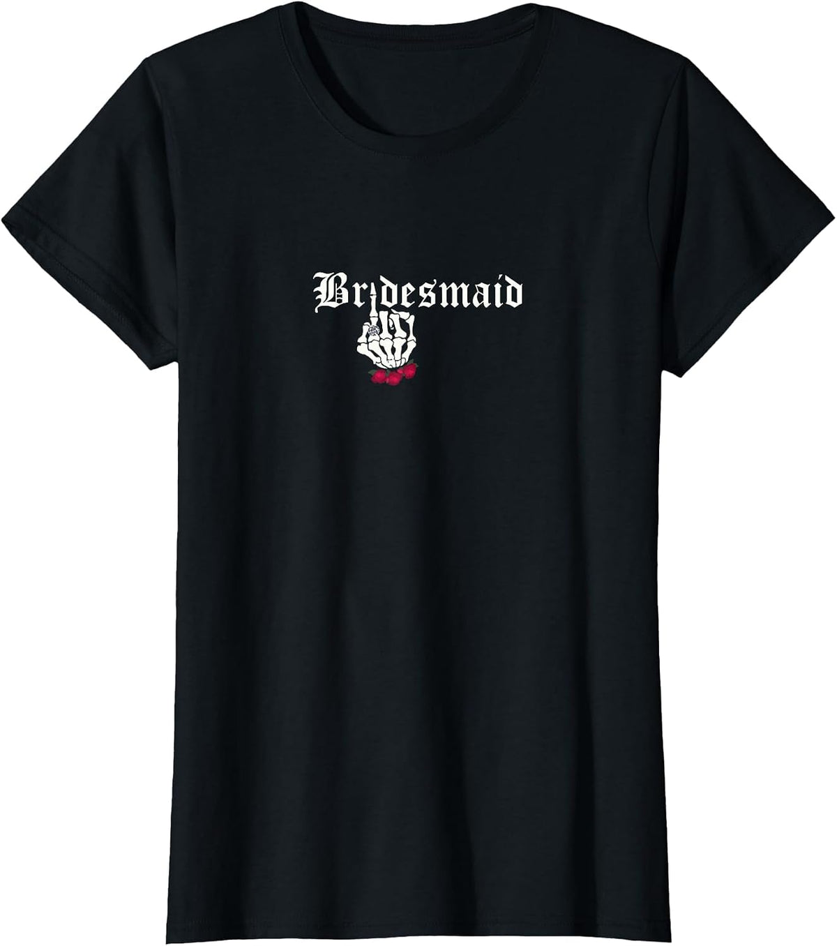 Bridesmaid Skull Roses Gothic Goth Bride Wedding T-Shirt - Black