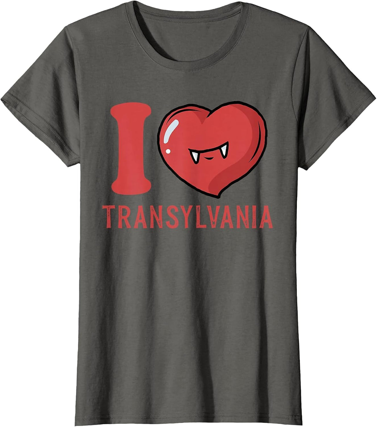I Love Transylvania Funny Halloween T-Shirt - Asphalt Grey