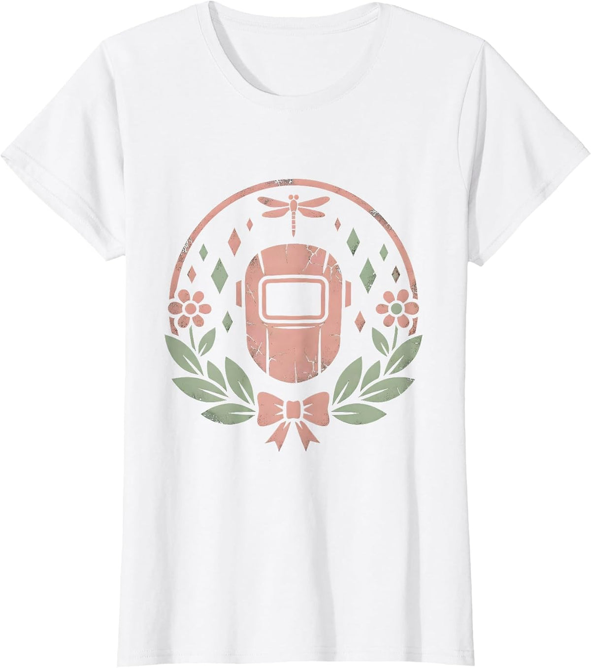 Women's Welder Sparks Flying Illustration Graphic Design T-Shirt - White