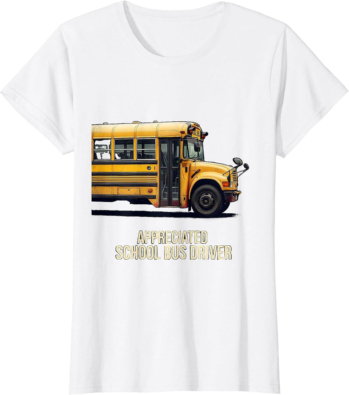 Women's Appreciated School Bus Driver Distressed Bus Driver T-Shirt - White