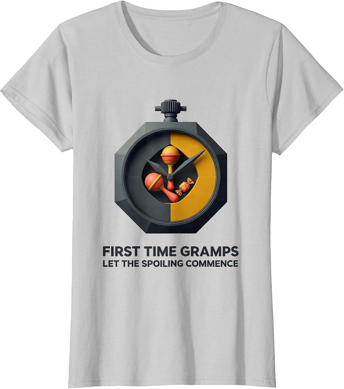 First Time Gramps Let The Spoiling Commence Grandpa T-Shirt - Silver Grey