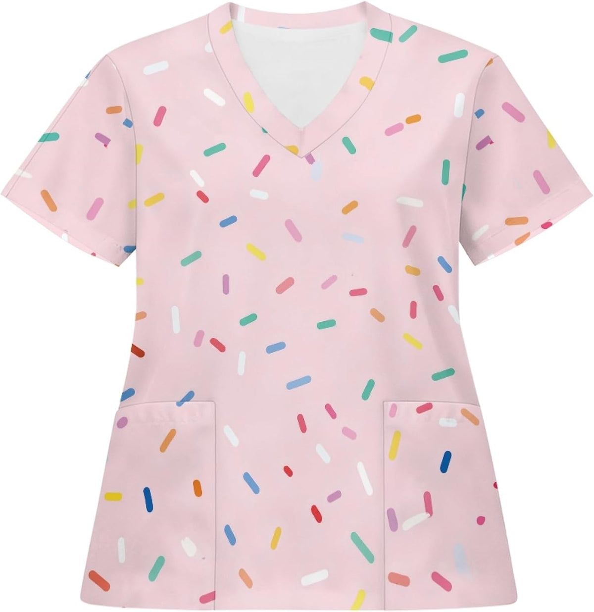 JoyLamoria Scrub Tops Women Shirts V Neck Short Sleeve Plus Size Scrubs for Womens Nursing Uniforms Shirts with Pockets -