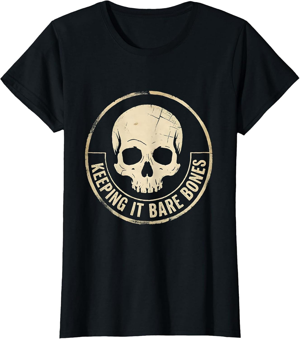 Women's Keeping It Bare Bones Skeleton Graphic Design T-Shirt - Black