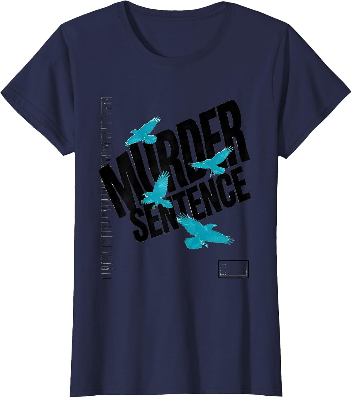 Women's Murder Sentence New Wave Crow Lover Gothic Humor T-Shirt - Navy Blue