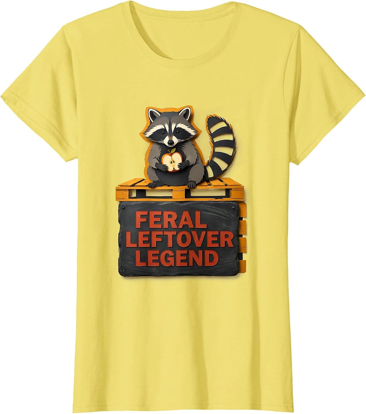Feral Leftover Legend Funny Jimothy Raccoon Trash Panda Meme T-Shirt - Lemon Yellow