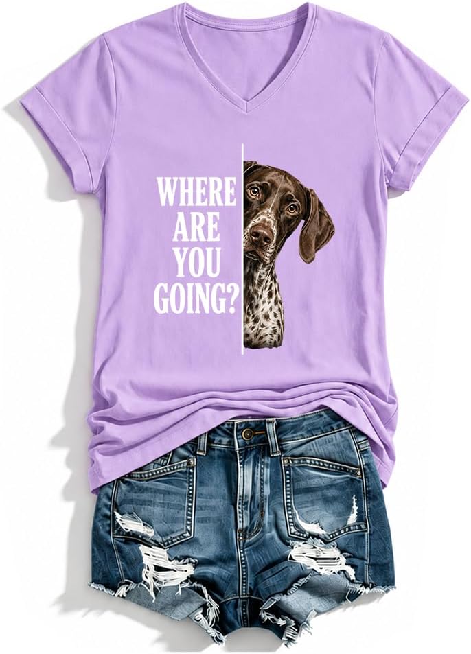 Where are You Going Shirt German Shorthaired Dog Lover T-Shirt - Light Purple-vn