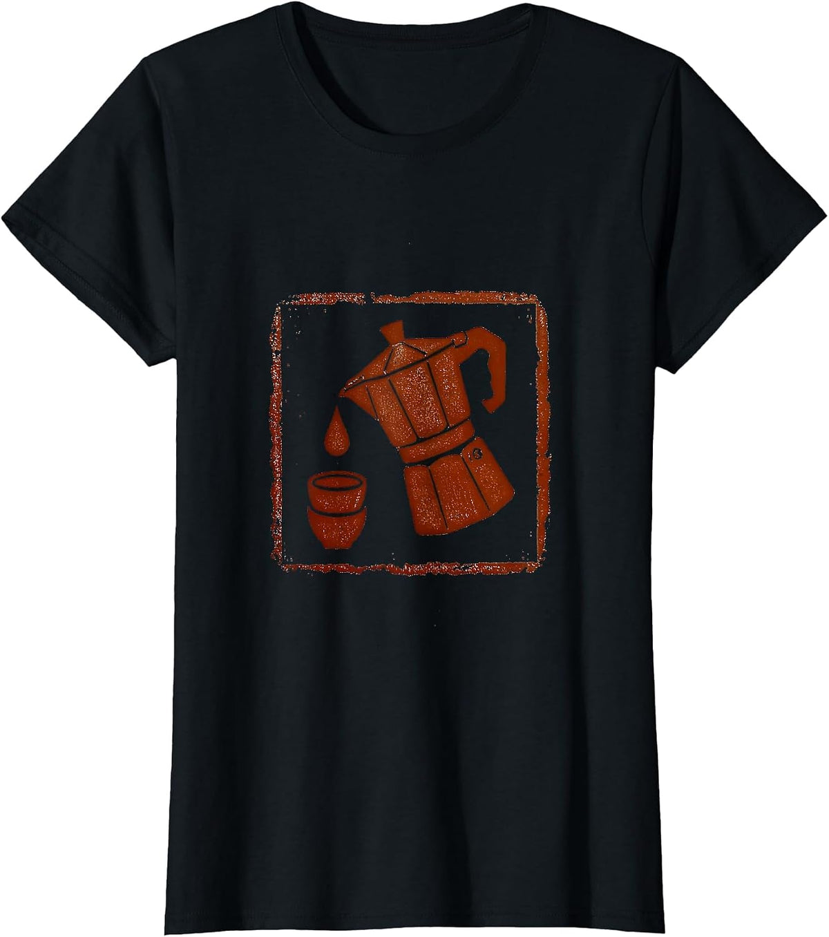 Women's Stamped Coffee Percolator Rubber Stamp Vintage Gift T-Shirt - Black
