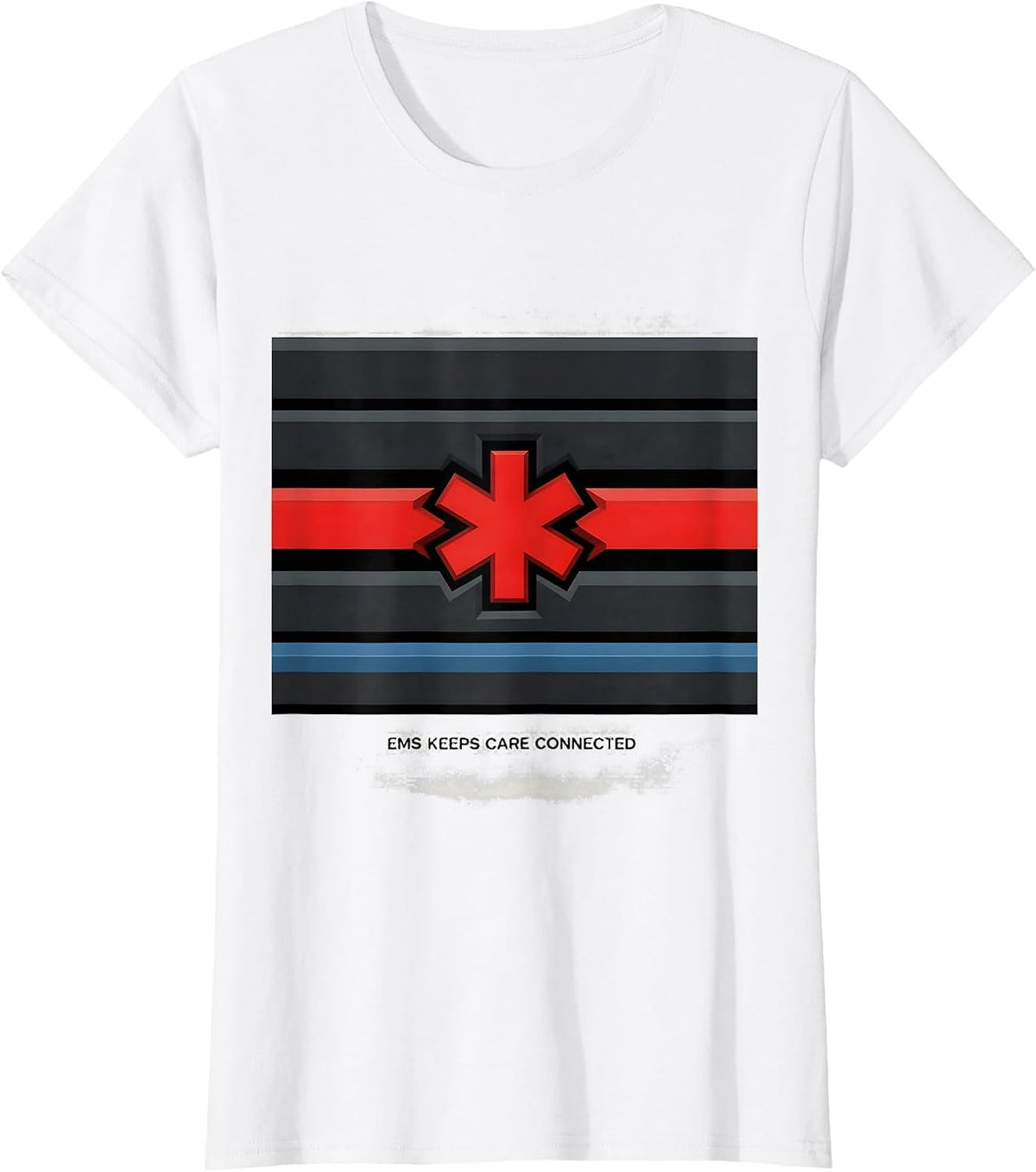 Women's EMS Keeps Care Connected Geometric Tribute First Responder T-Shirt - White