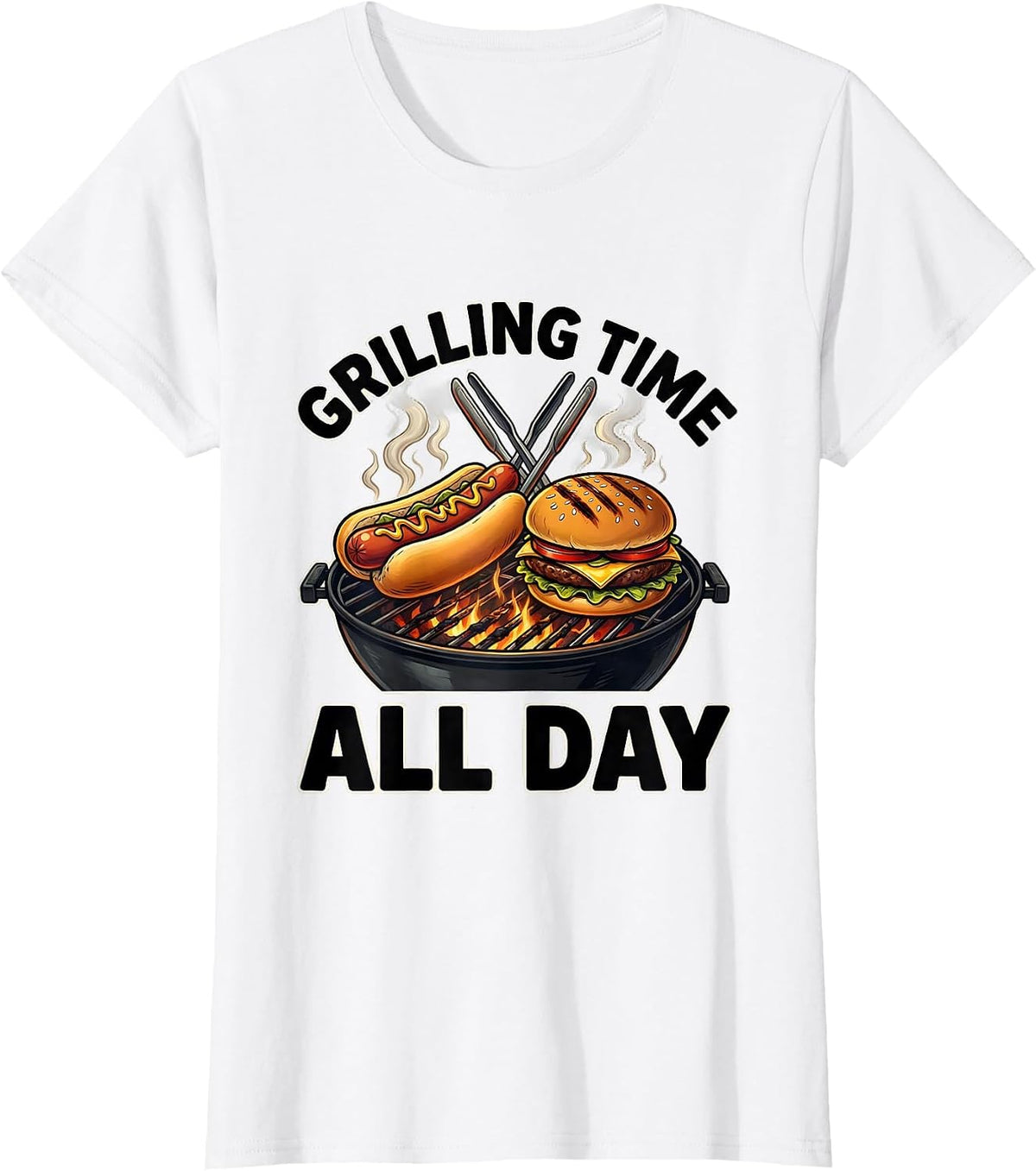 Women's Grilling Time All Day Labor Day BBQ Design T-Shirt - White