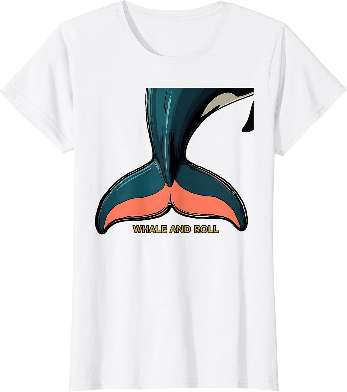Whale And Roll Funny Shark Lover Ocean Animal Humor T-Shirt - White