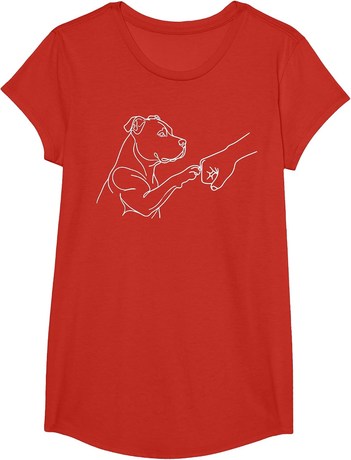 Pitbull Fist Bump Pittie T-Shirt Tee for Pit Bull Dog Lovers - Girls Red