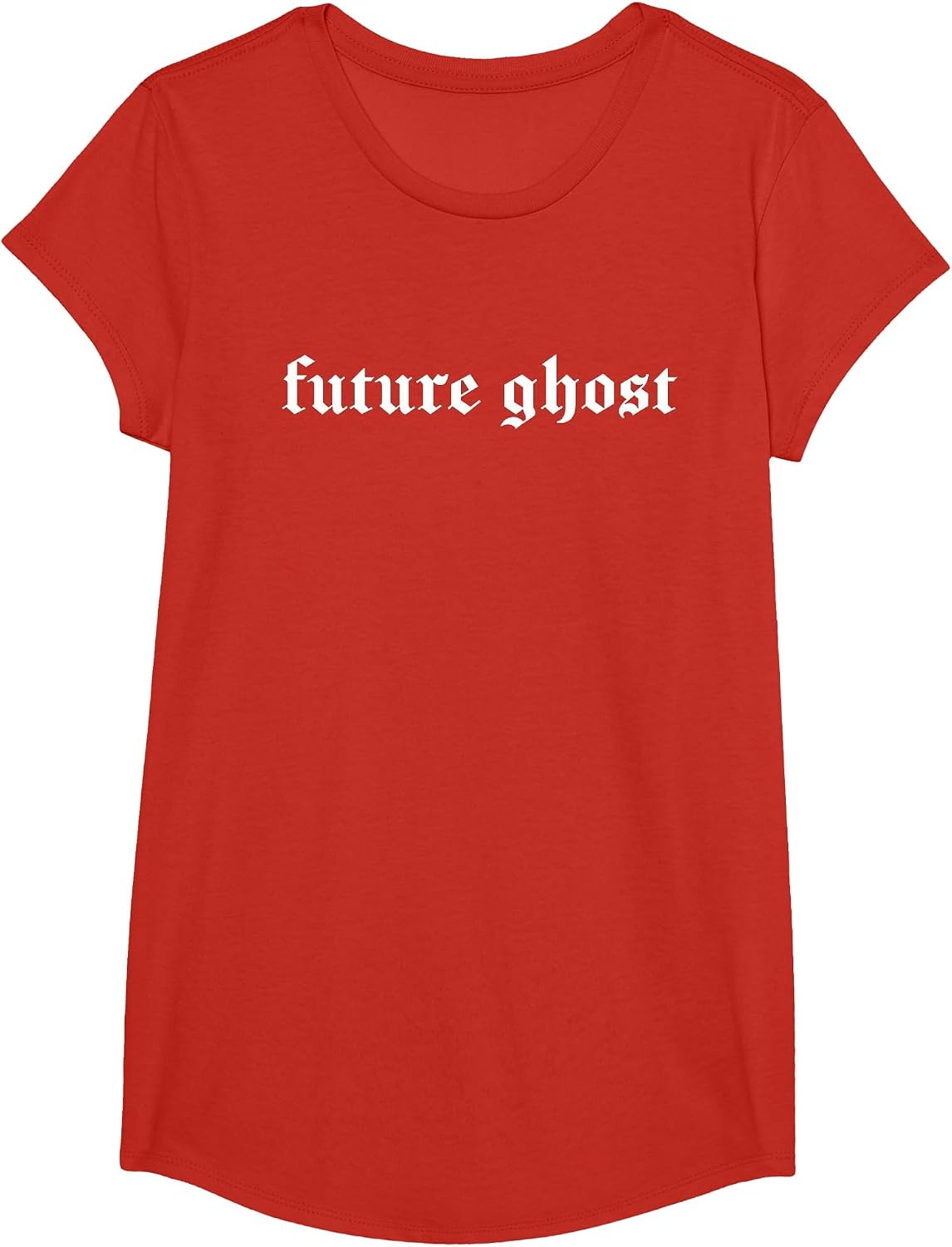 Future Ghost Minimal Gothic Halloween Typography T-Shirt - Girls Red